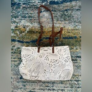 Desigual Perforated Tote with Brown Straps